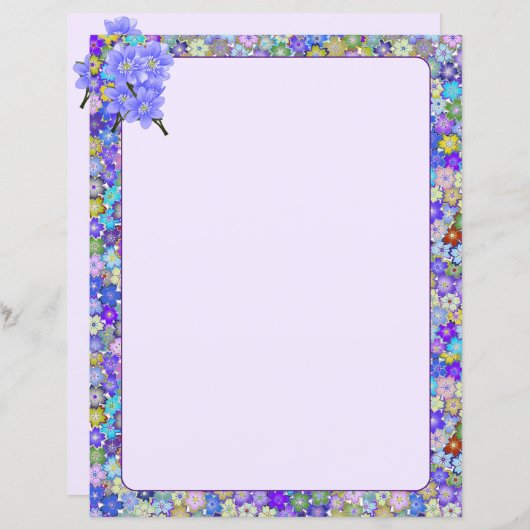 美しいカラフルなフローラル8.5 x 11文房具 (正面/裏面)