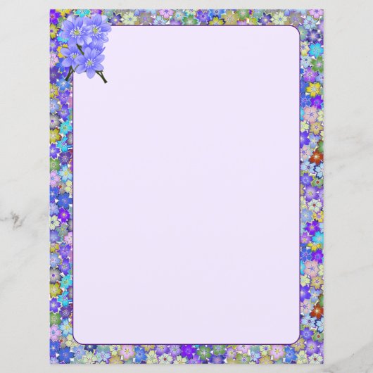 美しいカラフルなフローラル8.5 x 11文房具 (正面)