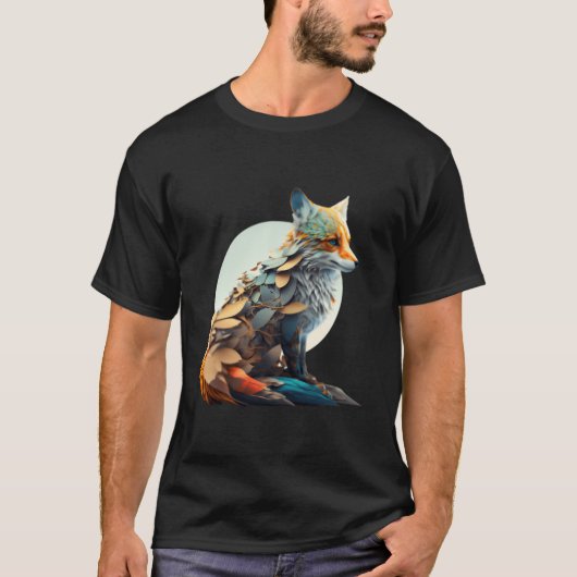 美しいカラフルな狐 Tシャツ (正面)