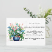 美しいカラフルな花の誕生日パーティー 招待状 (スタンド正面)