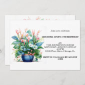 美しいカラフルな花の誕生日パーティー 招待状 (正面/裏面)