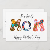 美しいカラフルな花のMOM母の日カード シーズンカード (正面/裏面)