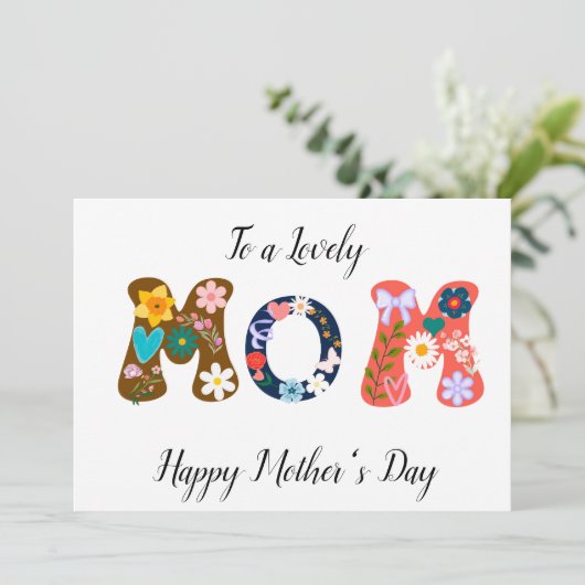 美しいカラフルな花のMOM母の日カード シーズンカード (スタンド正面)