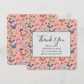美しいカラフルな蝶のプリントをありがとう サンキューカード (正面/裏面)