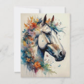 美しいカラフルな馬のグリーティングカード 招待状 (正面)