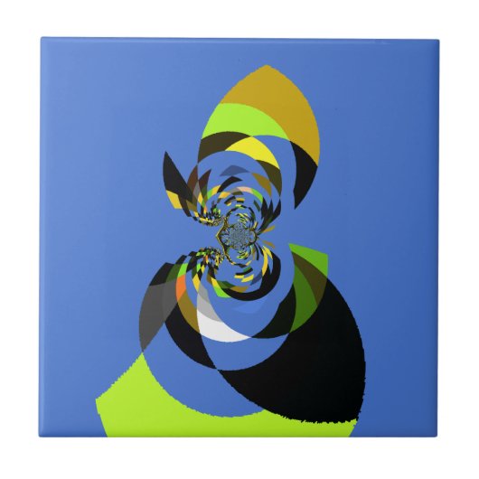 美しいカラフルの女性シルエットイラスト タイル (正面)