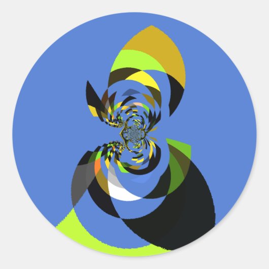 美しいカラフルの女性シルエットイラスト ラウンドシール (正面)