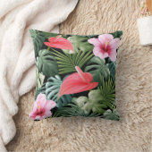 美しいカラフルの熱帯の花と葉 クッション (ブランケット)