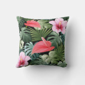 美しいカラフルの熱帯の花と葉 クッション (裏面)