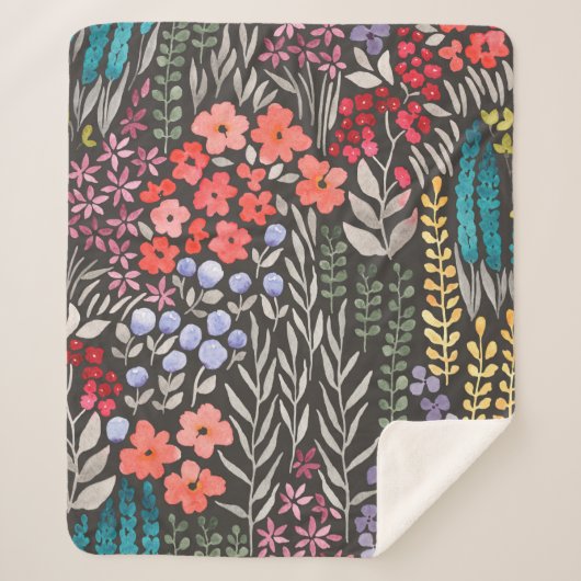 美しいカラフルの花の継ぎ目のない模様 シェルパブランケット (正面)