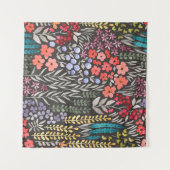 美しいカラフルの花の継ぎ目のない模様 タペストリー (正面(横))