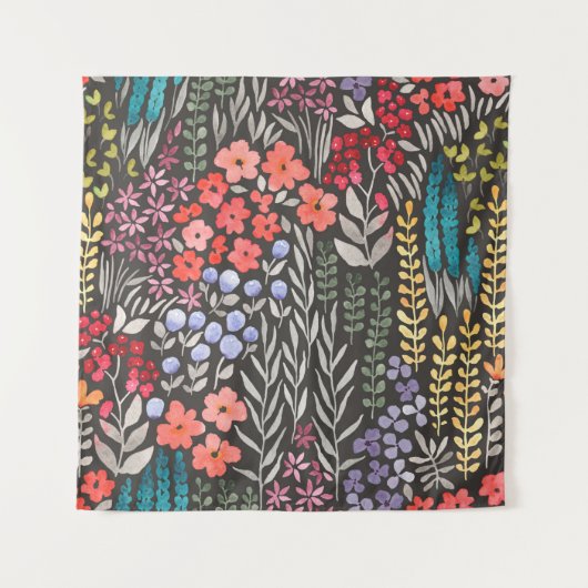 美しいカラフルの花の継ぎ目のない模様 タペストリー (正面)