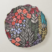 美しいカラフルの花の継ぎ目のない模様 ラウンドクッション (裏面)