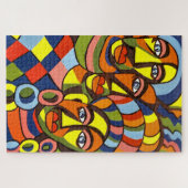 美しいカラフルはアフリカの部族の女性が座っていた ジグソーパズル (横)