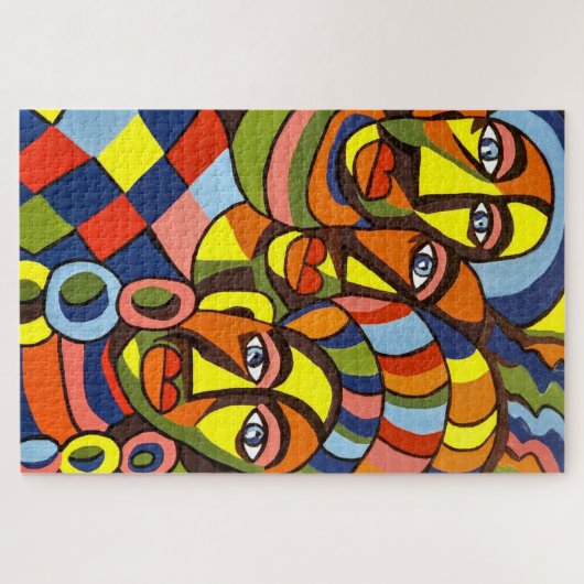 美しいカラフルはアフリカの部族の女性が座っていた ジグソーパズル (横)