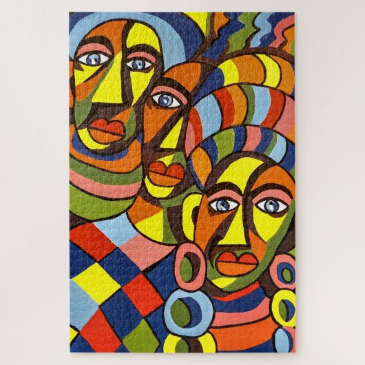 美しいカラフルはアフリカの部族の女性が座っていた ジグソーパズル (縦)