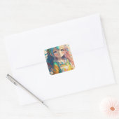 美しいカラフルアニメガール スクエアシール (封筒)