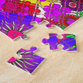 美しいカラフルアメージングフローラルパターンデザイン ジグソーパズル (側面)