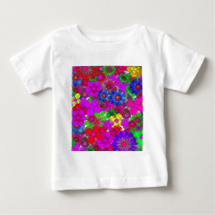 美しいカラフルアメージングフローラルパターンデザイン ベビーTシャツ