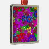 美しいカラフルアメージングフローラルパターンデザイン メタルオーナメント (右)