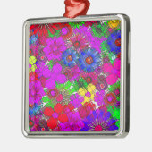 美しいカラフルアメージングフローラルパターンデザイン メタルオーナメント (左)