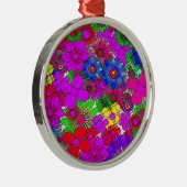 美しいカラフルアメージングフローラルパターンデザイン メタルオーナメント (右)