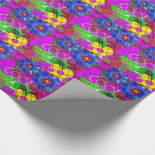 美しいカラフルアメージングフローラルパターンデザイン ラッピングペーパー (角)