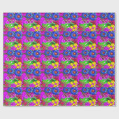 美しいカラフルアメージングフローラルパターンデザイン ラッピングペーパー (フラット)