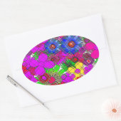 美しいカラフルアメージングフローラルパターンデザイン 楕円形シール (封筒)
