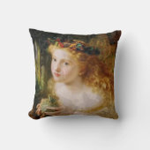 美しいカラフルアンティークレディーエンジェルヴィンテージ クッション (正面)