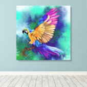 美しいカラフルオウムのキャンバスの印刷絵を描- キャンバスプリント (インサイチュ (ウッドフロア))