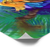 美しいカラフルオウムのポスター – 水彩 ポスター (角)