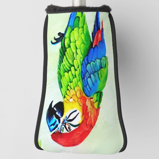 美しいカラフルオウム模様 ゴルフヘッドカバー (回転90)