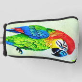 美しいカラフルオウム模様 ゴルフヘッドカバー (正面)