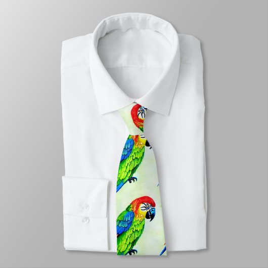 美しいカラフルオウム模様 ネクタイ (タイ)