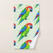 美しいカラフルオウム模様 バスタオルセット (ハンドタオル)