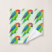 美しいカラフルオウム模様 バスタオルセット (ウォッシュタオル)