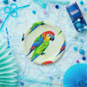 美しいカラフルオウム模様 ペーパープレート (パーティー)