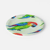 美しいカラフルオウム模様 ペーパープレート (アングル)