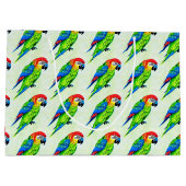 美しいカラフルオウム模様 ラージペーパーバッグ (裏面)