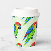 美しいカラフルオウム模様 紙コップ (裏面)