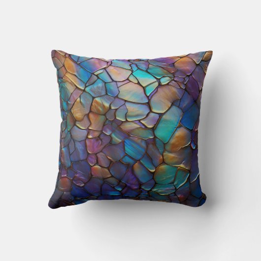 美しいカラフルオパール宝石ミックスパターン クッション (裏面)
