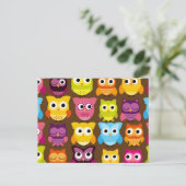 美しいカラフルカスタムフクロウ ポストカード (スタンド正面)