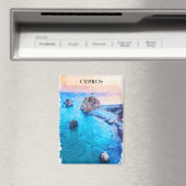 美しいカラフルキプロスの海岸線の風景 マグネット (インサイチュ (食洗機))