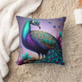 美しいカラフルクジャクのクジャク鳥の野生動物 クッション (ブランケット)