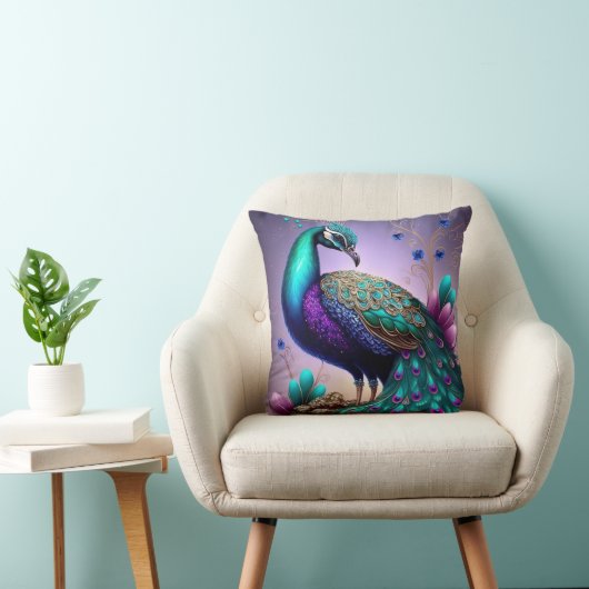 美しいカラフルクジャクのクジャク鳥の野生動物 クッション (椅子)