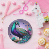 美しいカラフルクジャクのクジャク鳥の野生動物 ペーパープレート (パーティー)