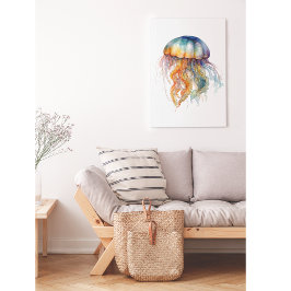 美しいカラフルクラゲ浮水色 メタルプリント