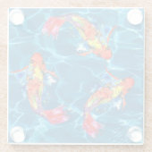 美しいカラフルコイの魚ガラスコースター ガラスコースター (裏面)