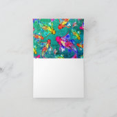 美しいカラフルコイ池グリーティングカード カード (内部)